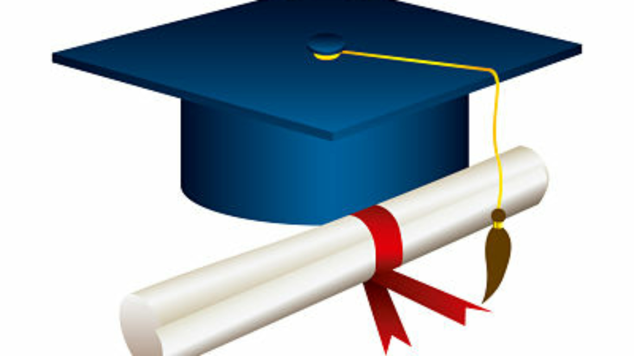 color graduation hat with diploma, vector illustraction design